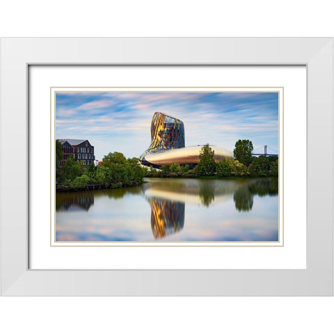 La cite du Vin White Modern Wood Framed Art Print with Double Matting by Bertrande, Arnaud