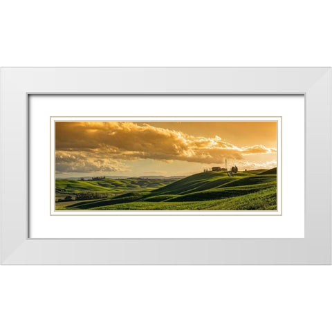 Toscana Crete Abendstimmung White Modern Wood Framed Art Print with Double Matting by Fischer, Rolf