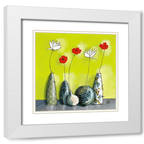 Youzu White Modern Wood Framed Art Print with Double Matting by Maurier, Geraldine