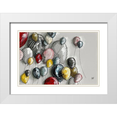 Sans titre III White Modern Wood Framed Art Print with Double Matting by Maurier, Geraldine