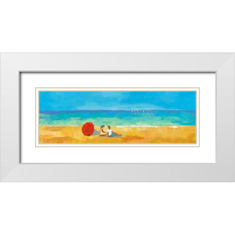 Sur la plage White Modern Wood Framed Art Print with Double Matting by Pivier-Attolini, Regine