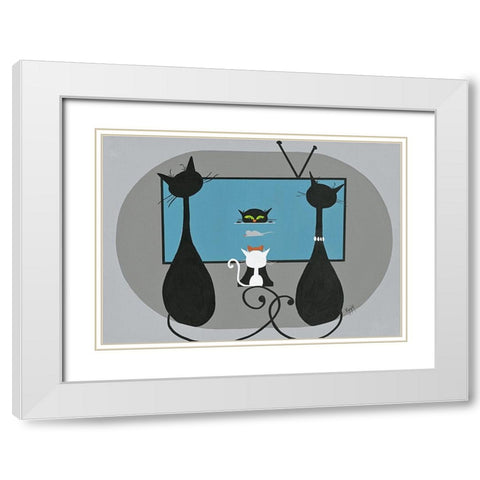 Tele-Achat White Modern Wood Framed Art Print with Double Matting by ANNA