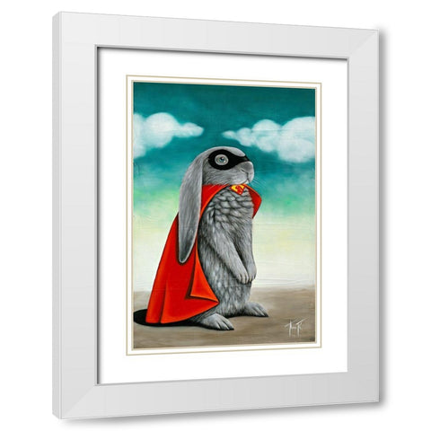 Super Lapin V White Modern Wood Framed Art Print with Double Matting by Ann R