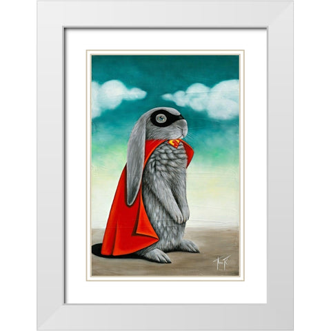 Super Lapin V White Modern Wood Framed Art Print with Double Matting by Ann R