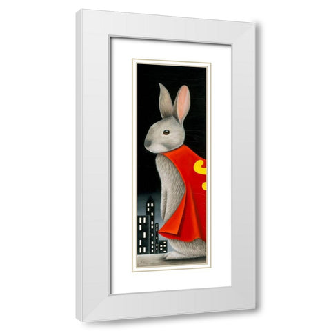 Super Lapin IV White Modern Wood Framed Art Print with Double Matting by Ann R