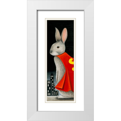 Super Lapin IV White Modern Wood Framed Art Print with Double Matting by Ann R