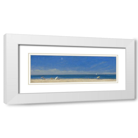 Mothers with Children at the Beach White Modern Wood Framed Art Print with Double Matting by Valentini, Alberto