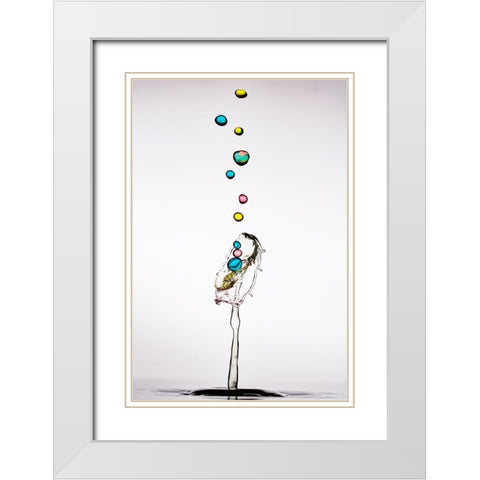 Bubble Cascada White Modern Wood Framed Art Print with Double Matting by Sanchez, Manuel