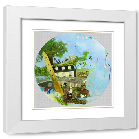Cache-cache sur les toits de Paris White Modern Wood Framed Art Print with Double Matting by Naudin, Genevieve