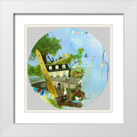 Cache-cache sur les toits de Paris White Modern Wood Framed Art Print with Double Matting by Naudin, Genevieve