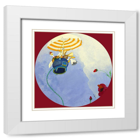 Tout la-haut la-haut White Modern Wood Framed Art Print with Double Matting by Naudin, Genevieve