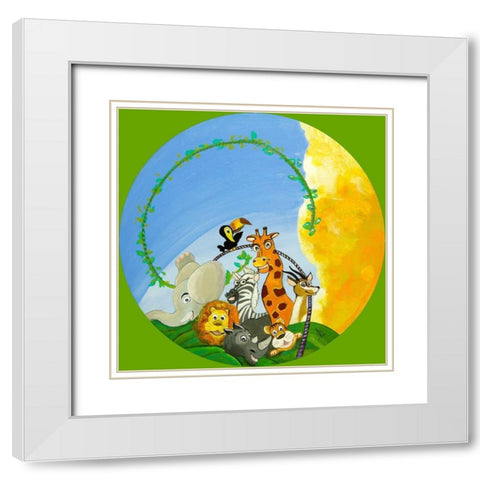 Les amis White Modern Wood Framed Art Print with Double Matting by Naudin, Genevieve