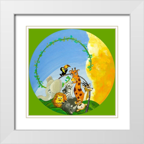 Les amis White Modern Wood Framed Art Print with Double Matting by Naudin, Genevieve