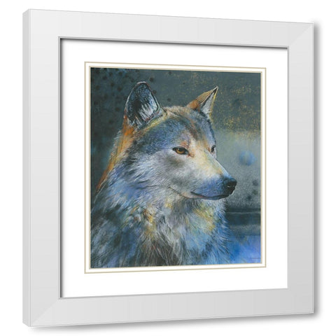 Grauer Wolf White Modern Wood Framed Art Print with Double Matting by Botman, Loes