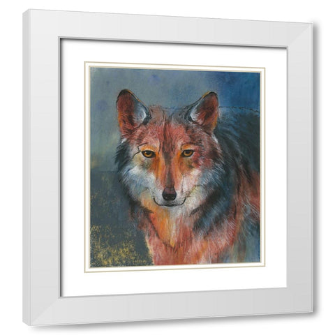 Roter Wolf White Modern Wood Framed Art Print with Double Matting by Botman, Loes