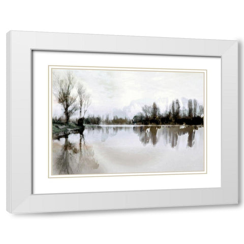 Stiller See White Modern Wood Framed Art Print with Double Matting by Baumann, Matthais
