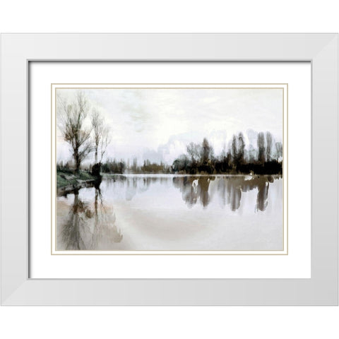 Stiller See White Modern Wood Framed Art Print with Double Matting by Baumann, Matthais