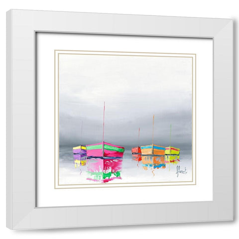 Reflets I White Modern Wood Framed Art Print with Double Matting by Flanet, Frederic