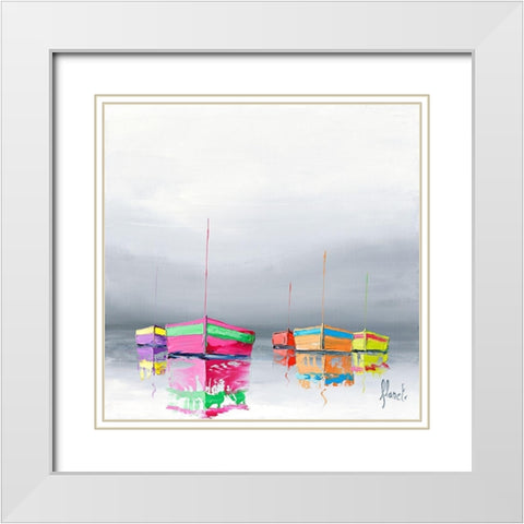 Reflets I White Modern Wood Framed Art Print with Double Matting by Flanet, Frederic