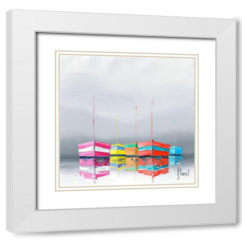 Reflets II White Modern Wood Framed Art Print with Double Matting by Flanet, Frederic
