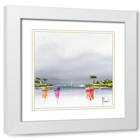 Mouillage White Modern Wood Framed Art Print with Double Matting by Flanet, Frederic