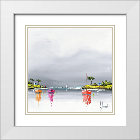 Mouillage White Modern Wood Framed Art Print with Double Matting by Flanet, Frederic