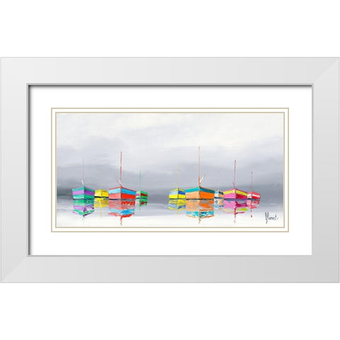 Les barques  White Modern Wood Framed Art Print with Double Matting by Flanet, Frederic