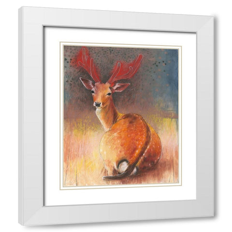 Hirsch White Modern Wood Framed Art Print with Double Matting by Botman, Loes