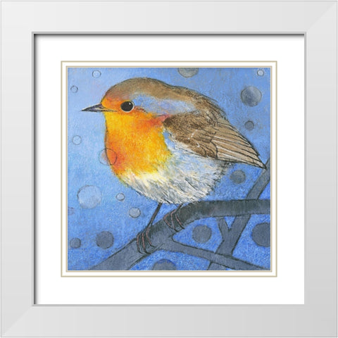 Rotkehlchen White Modern Wood Framed Art Print with Double Matting by Botman, Loes