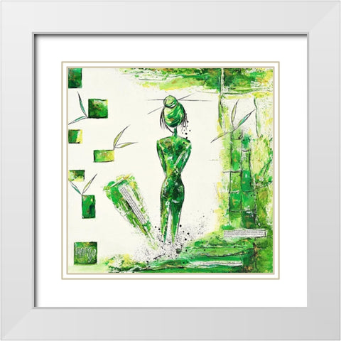 Girl White Modern Wood Framed Art Print with Double Matting by Marso