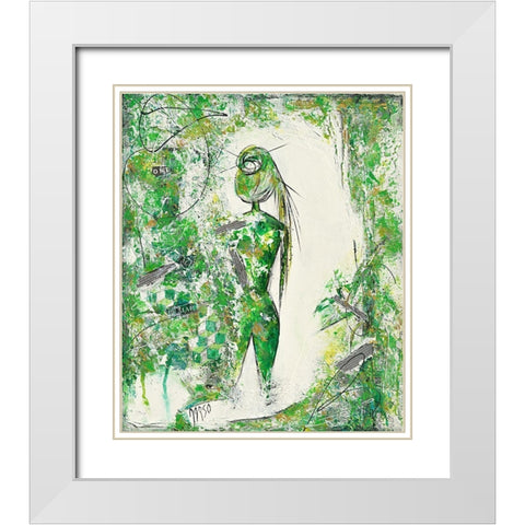 Woman White Modern Wood Framed Art Print with Double Matting by Marso