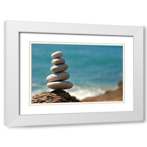 Sorted Stones Part I White Modern Wood Framed Art Print with Double Matting by Steger, Uwe