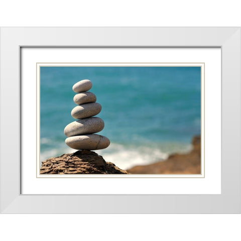 Sorted Stones Part I White Modern Wood Framed Art Print with Double Matting by Steger, Uwe