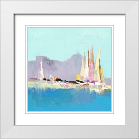 Embarcations legeres White Modern Wood Framed Art Print with Double Matting by Parise, Chantal