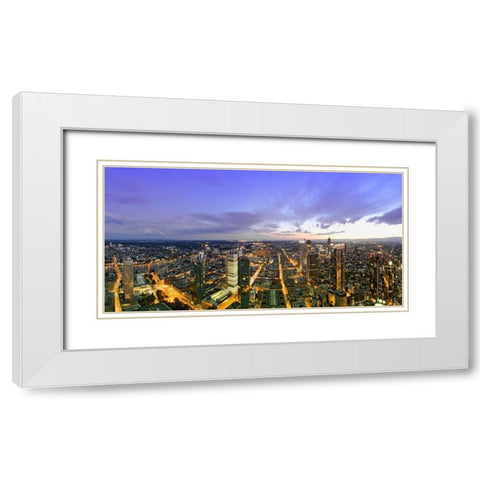 Frankfurt Panorama beleuchtet Panoramadetail White Modern Wood Framed Art Print with Double Matting by Fischer, Rolf