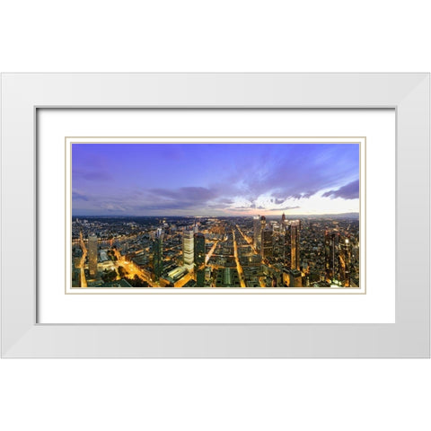 Frankfurt Panorama beleuchtet Panoramadetail White Modern Wood Framed Art Print with Double Matting by Fischer, Rolf