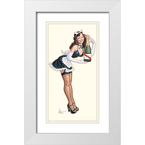 French Maid White Modern Wood Framed Art Print with Double Matting by Hitte, Patrick