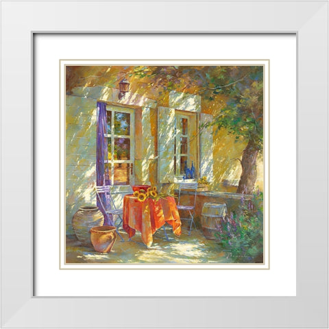 Bouquet de tournesols White Modern Wood Framed Art Print with Double Matting by Messely, Johan