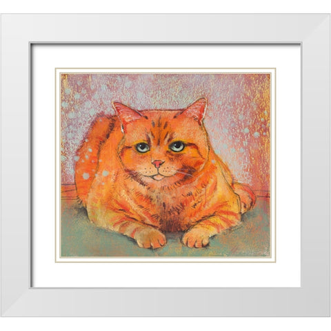 Cat lying down White Modern Wood Framed Art Print with Double Matting by Botman, Loes