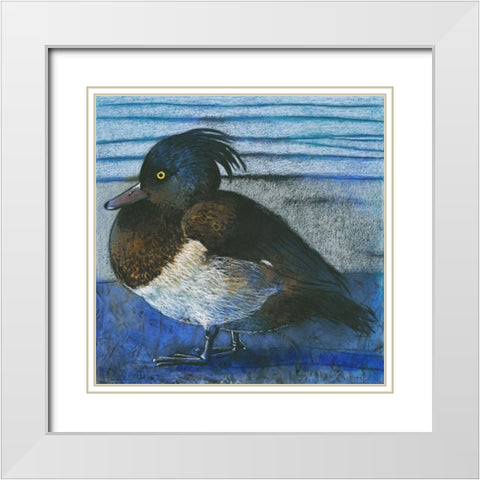 Tufted Duck White Modern Wood Framed Art Print with Double Matting by Botman, Loes