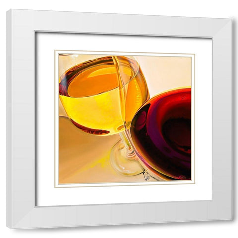 Duo Jaune Rubis White Modern Wood Framed Art Print with Double Matting by Heneuy, William