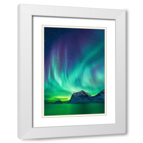 Aurore Boreale II White Modern Wood Framed Art Print with Double Matting by Bertrande, Arnaud