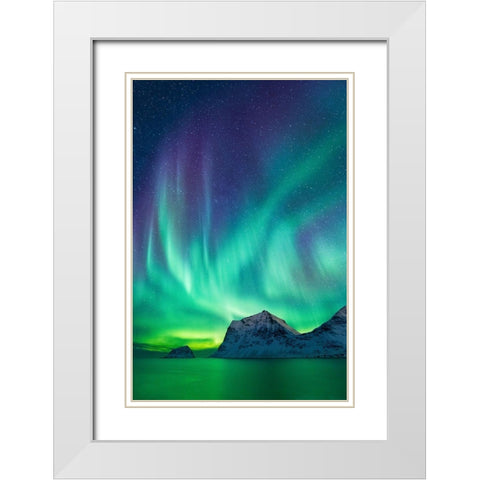 Aurore Boreale II White Modern Wood Framed Art Print with Double Matting by Bertrande, Arnaud