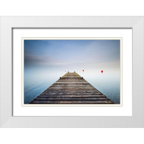 Le ponton imaginaire White Modern Wood Framed Art Print with Double Matting by Bertrande, Arnaud