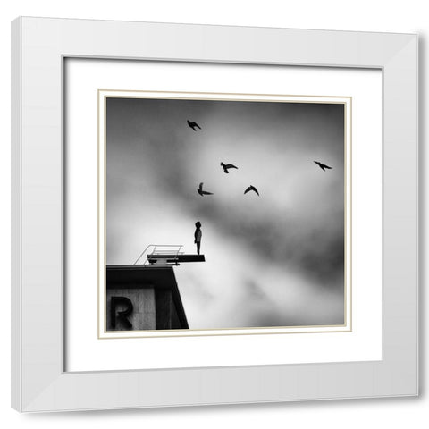 Dystopia White Modern Wood Framed Art Print with Double Matting by Stein, Oliver