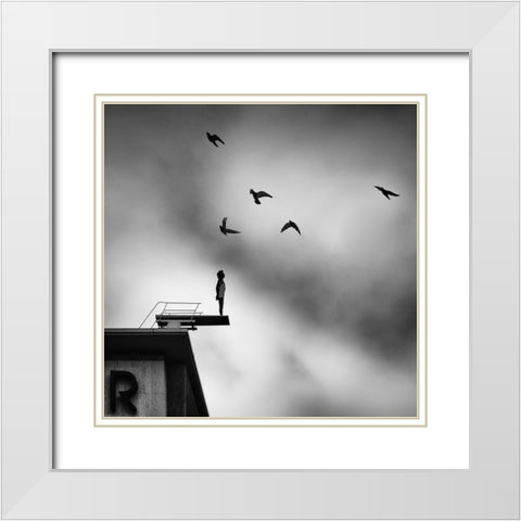 Dystopia White Modern Wood Framed Art Print with Double Matting by Stein, Oliver