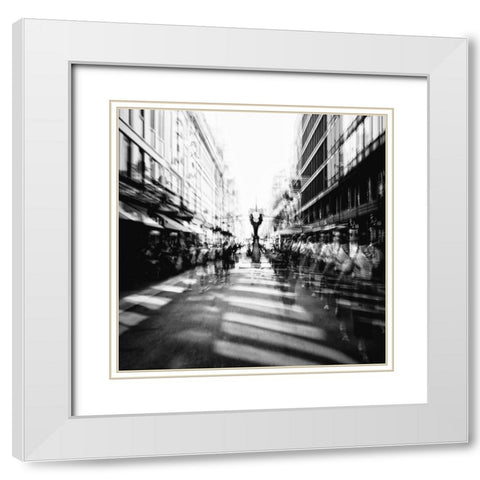 Helsinki City Metamorphosis White Modern Wood Framed Art Print with Double Matting by Stein, Oliver