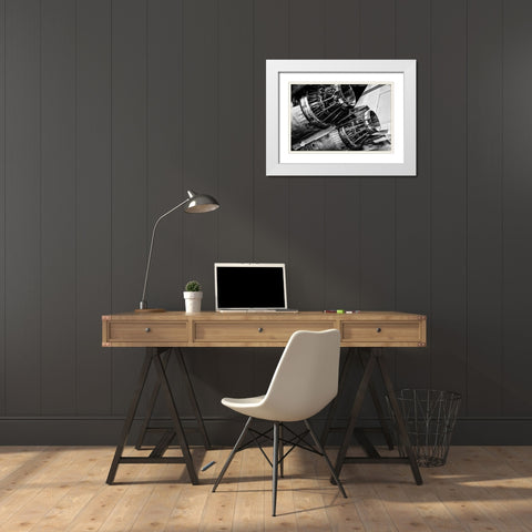 Dual Jet Engine White Modern Wood Framed Art Print with Double Matting by Ronin