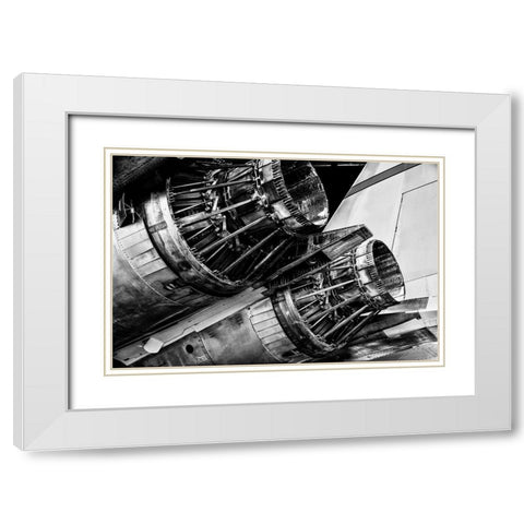 Dual Jet Engine White Modern Wood Framed Art Print with Double Matting by Ronin