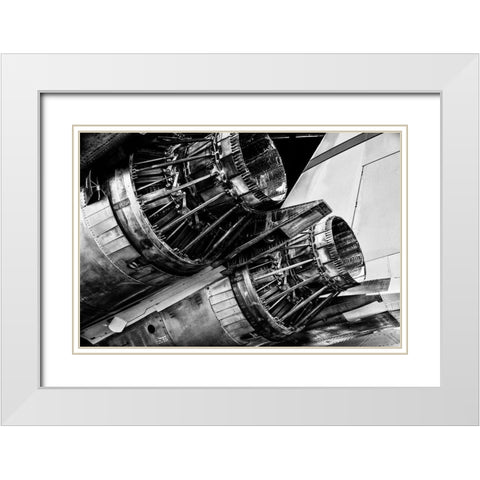 Dual Jet Engine White Modern Wood Framed Art Print with Double Matting by Ronin